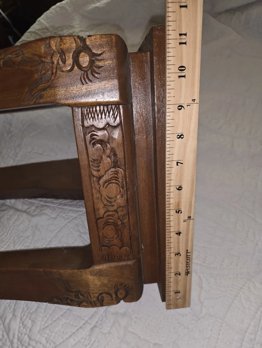 Vintage 1950s Mid Century Carved Wooden Chinese Claw Footed Table Stool